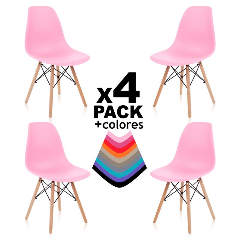 Pack 4 Sillas Tower Wood Polipropileno, Rosa, 56 X 81 X 47_1