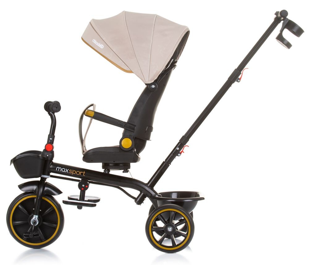 Triciclo Con Capota Y Mango Parental Max Sport Macadamia_1