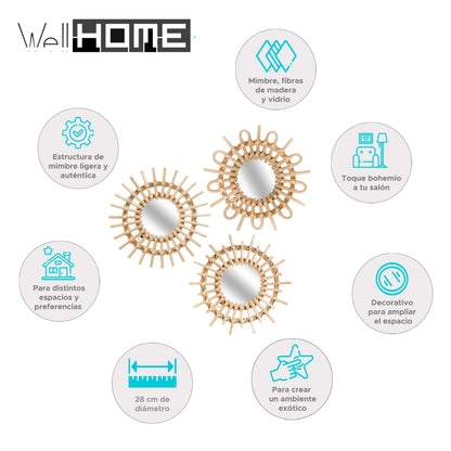 Wellhome Set 3 Espejos Aida D.28cm