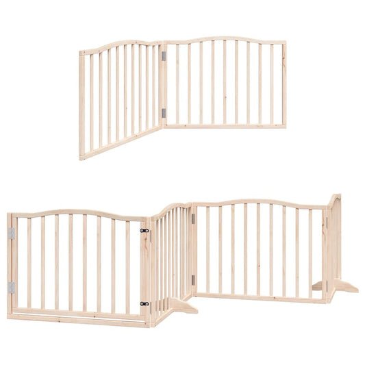 Vidaxl Puerta Para Perros Plegable 8 Paneles Madera De Álamo 640 Cm_0
