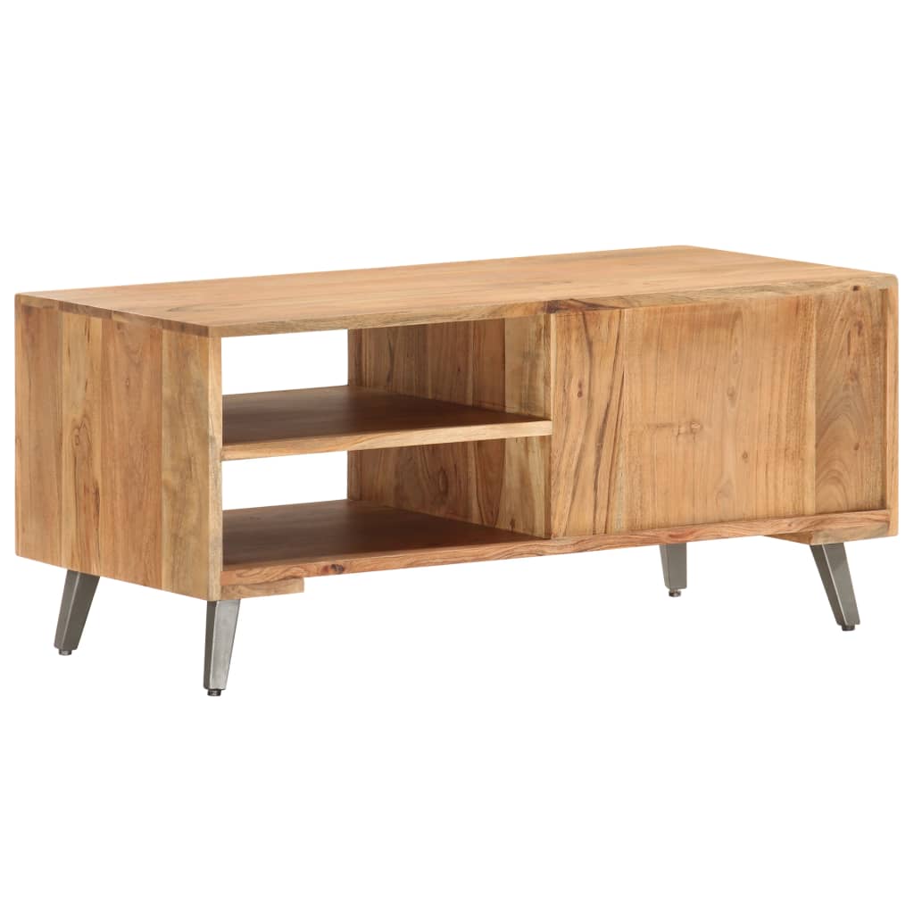 Mesa De Centro De Madera Maciza De Acacia 90x45x40cm_2