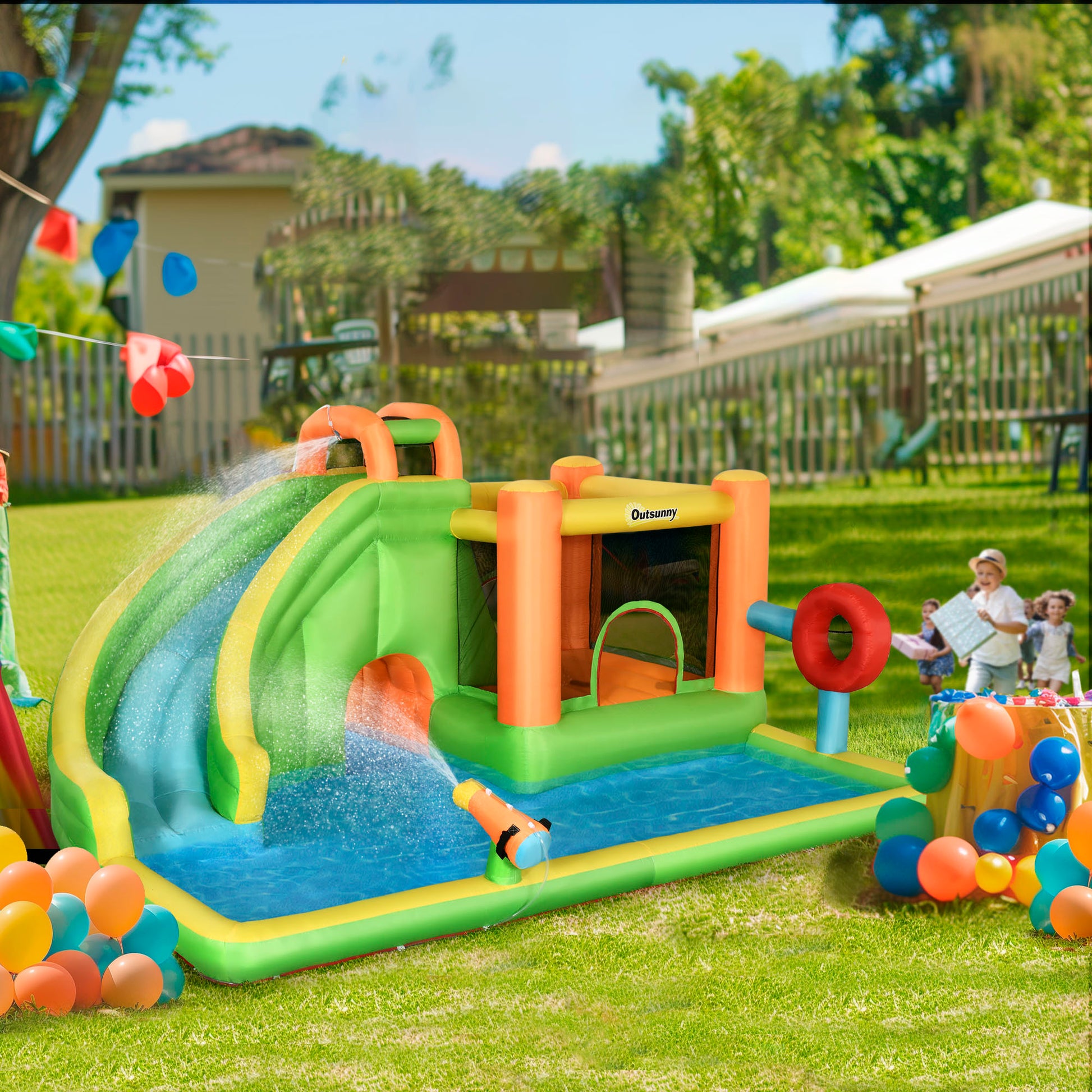 Outsunny Castillo Hinchable Grande Con Tobogán Poste De Boxeo 478x440x210 Cm_1