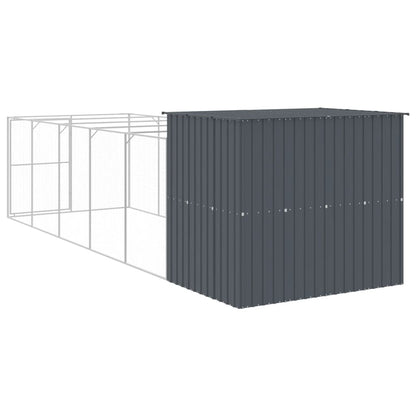 Caseta Perros Con Corral Acero Galvanizado Gris 214x661x181 Cm_4