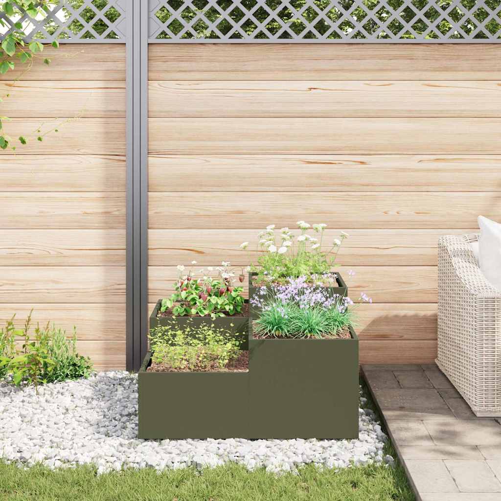 Maceta Para Jardín Verde Oliva 100 X 100 X 48 Cm Acero_3