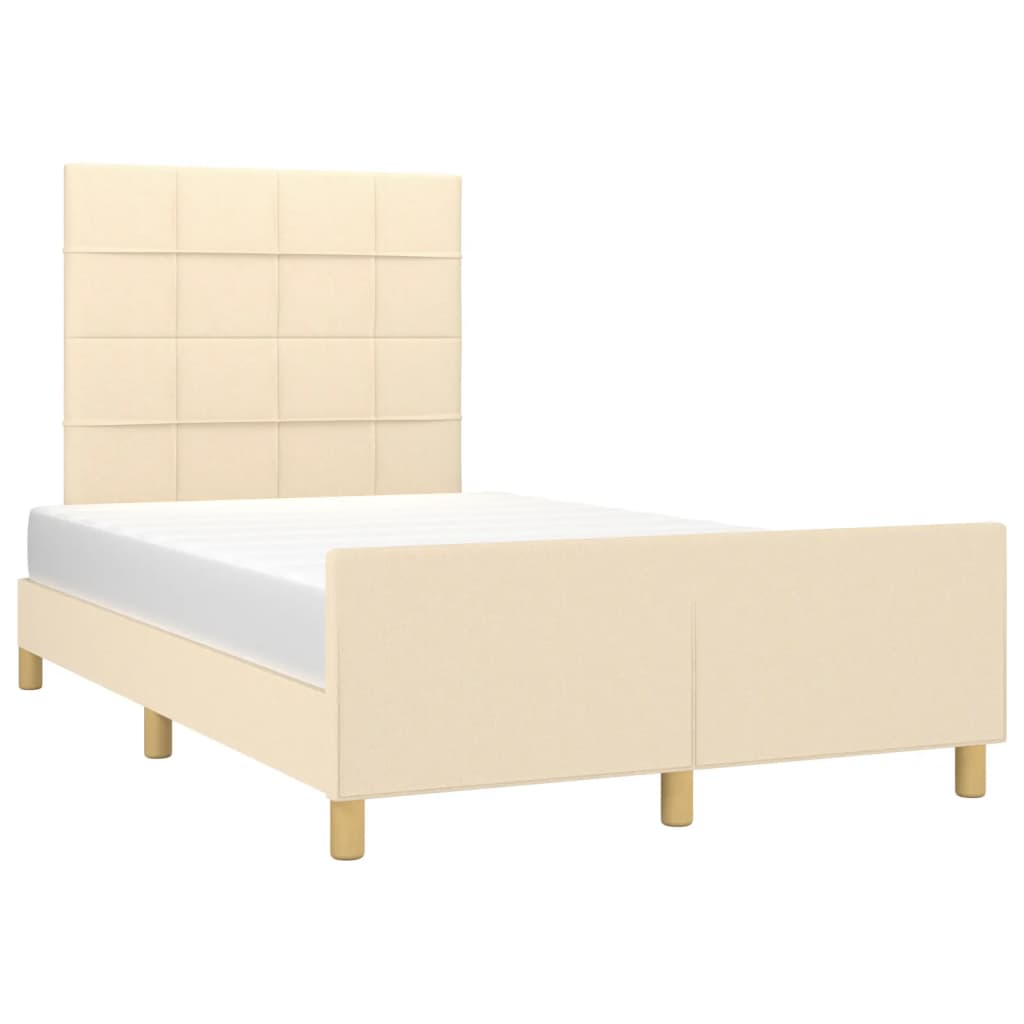 Estructura De Cama Con Cabecero De Tela Color Crema 120x200 Cm / Vetonek_5