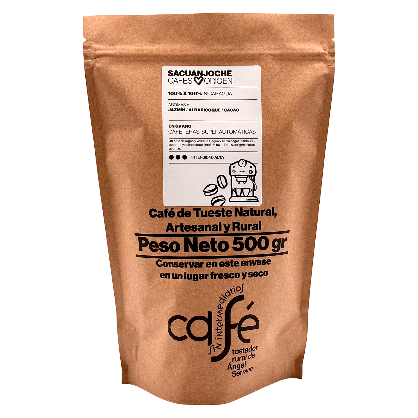 Cafe Sin Intermediarios Café Nicaragua Sacuanjoche En Grano Para Superautomática 500 G_0