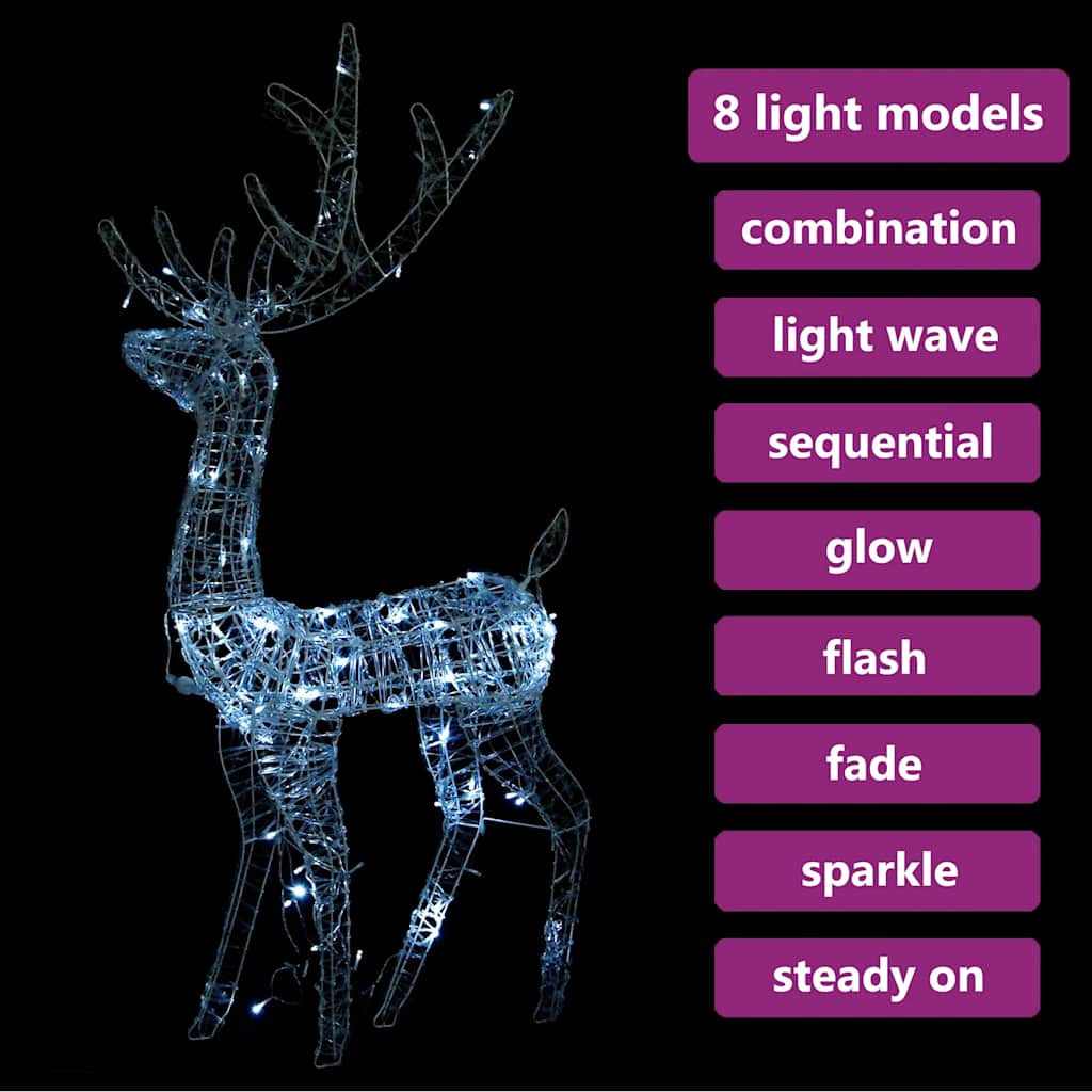 Vidaxl Adorno Reno De Navidad Acrílico Blanco Frío 140 Leds 120 Cm_4