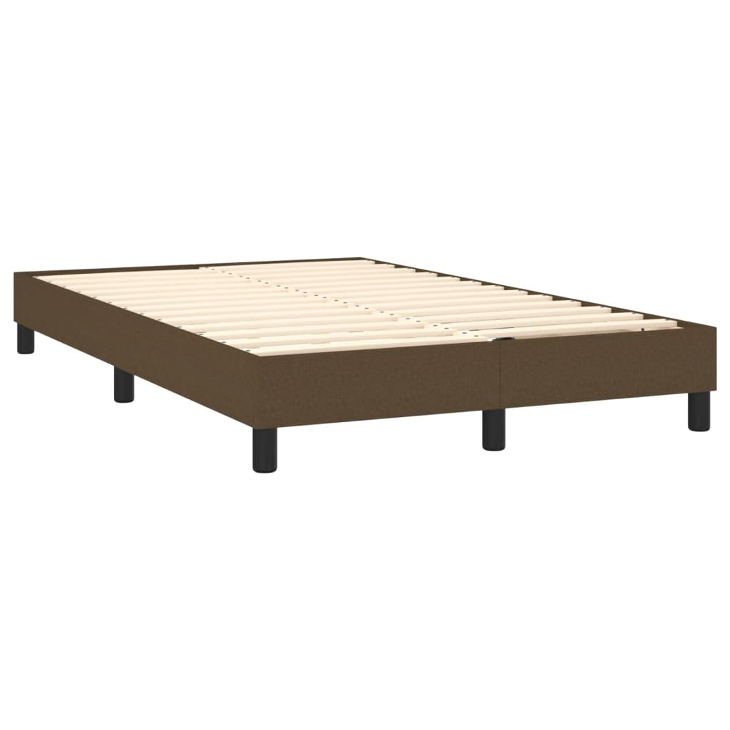 Cama Box Spring Con Colchón Y Led Tela Marrón Oscuro 120x200 Cm / Vetonek_4