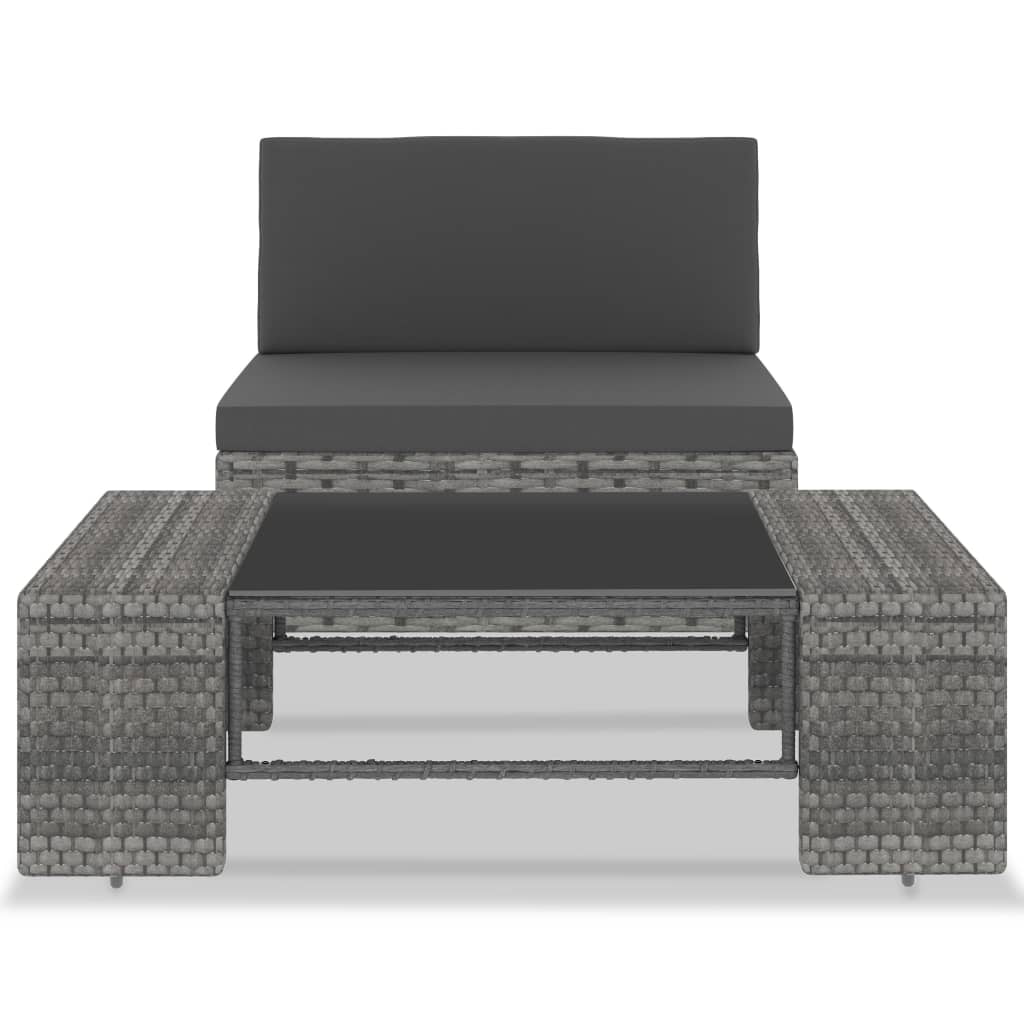 Vidaxl Juego De Muebles De Jardín 2 Piezas Ratán Sintético Gris_1