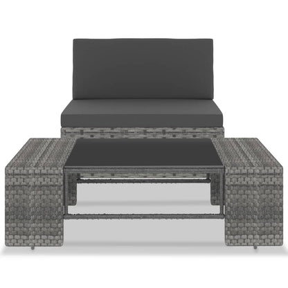 Vidaxl Juego De Muebles De Jardín 2 Piezas Ratán Sintético Gris_1