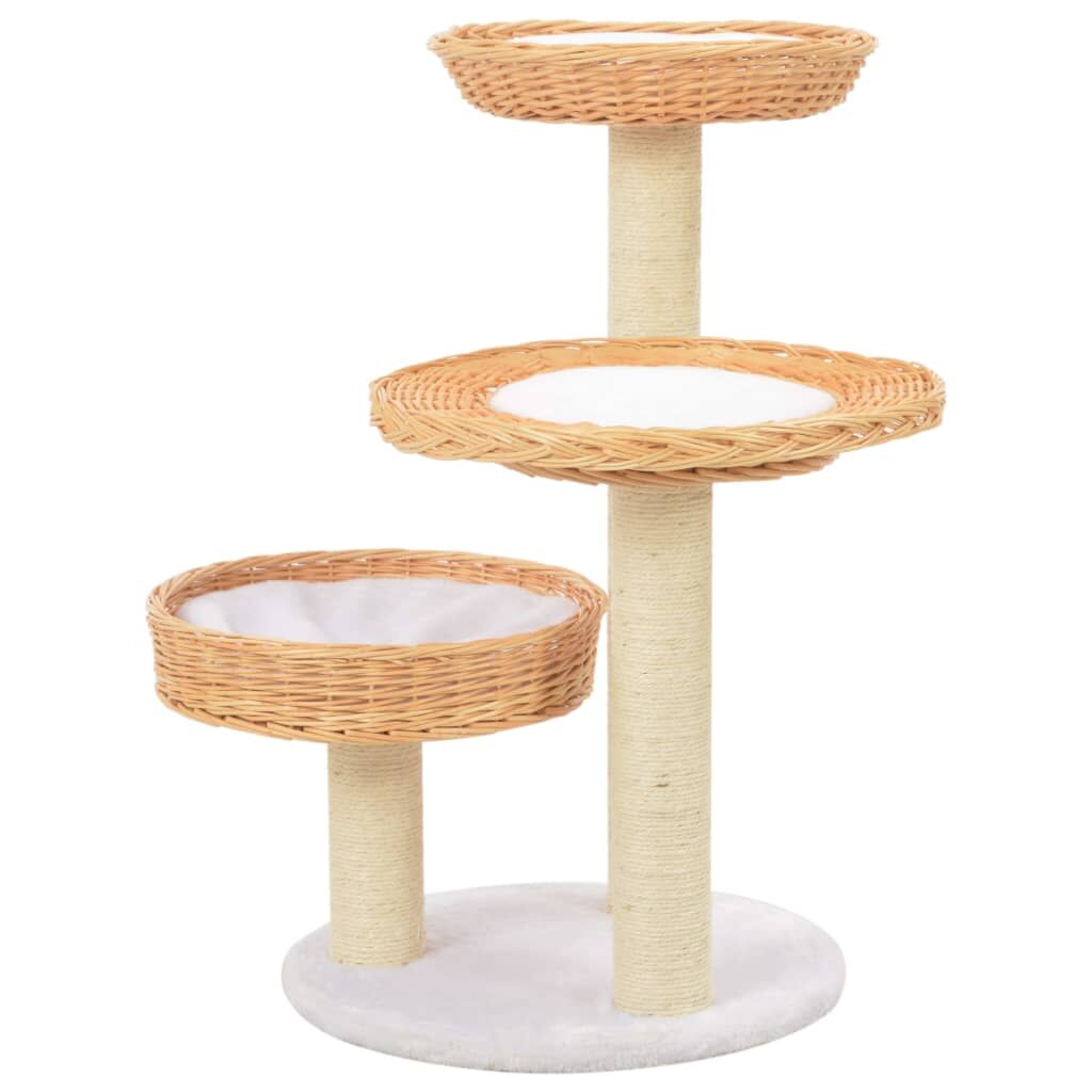 Vidaxl Rascador Para Gatos Con Poste De Sisal Madera Natural De Sauce_1