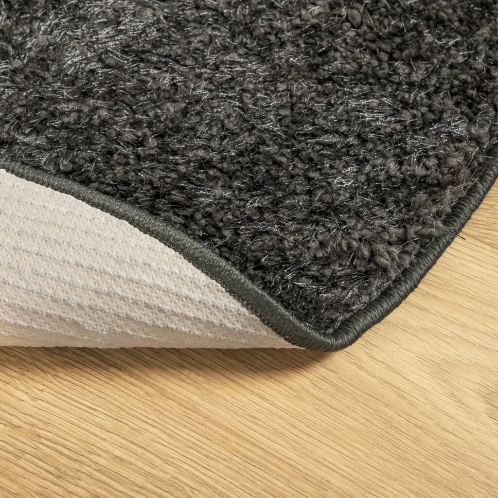 Vidaxl Alfombra Pelo Largo Aspecto Brillante Istan Antracita Ø 80 Cm_4