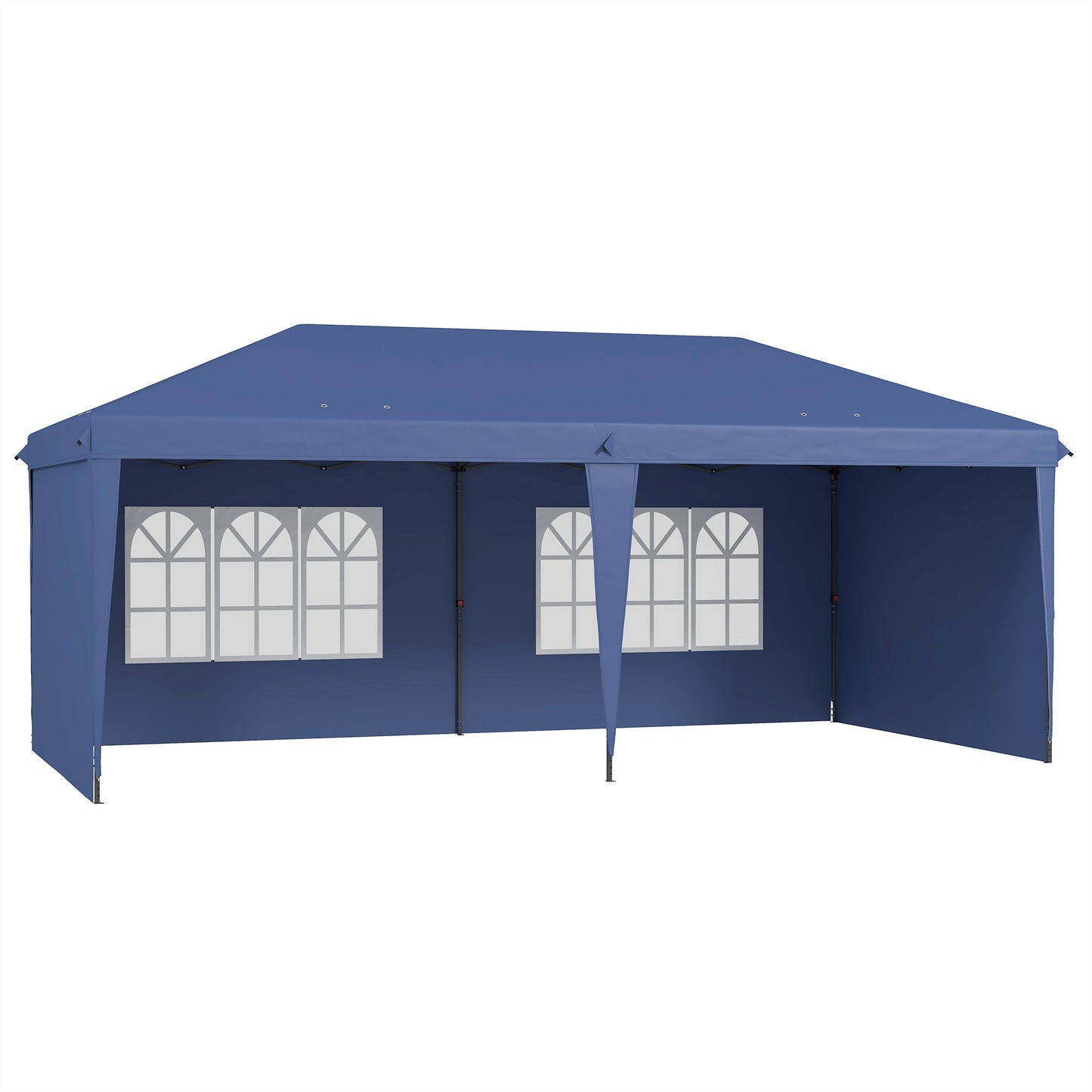 Outsunny Carpa Plegable 6x3 M Con 4 Laterales Desmontables 2 Ventanas Azul_0