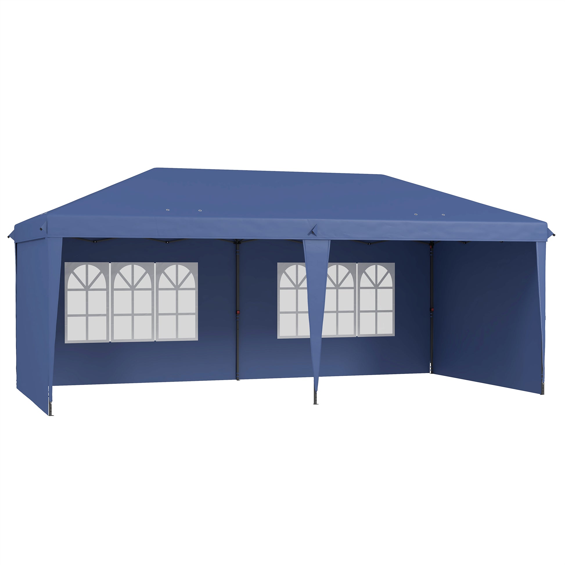 Outsunny Carpa Plegable 6x3 M Con 4 Laterales Desmontables 2 Ventanas Azul_0