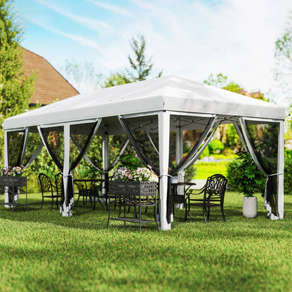 Outsunny Carpa Plegable 6x3 M Con 6 Paredes Laterales De Malla Anti-uv Crema_1