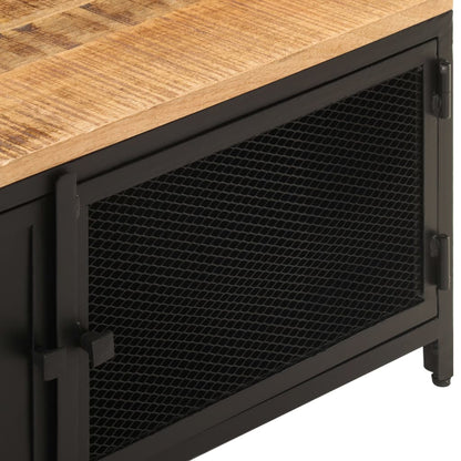 Mesa De Centro De Madera Maciza De Mango Rugosa 90x50x37 Cm_3