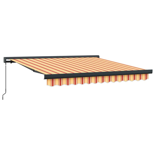 Toldo Retráctil Aluminio Y Tela Amarillo Y Blanco 3,5x2,5 M_0