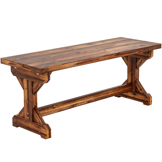 Outsunny Banco De Jardín De Madera Rústico De 2 Plazas 114x40x46 Cm Carbonizado_0