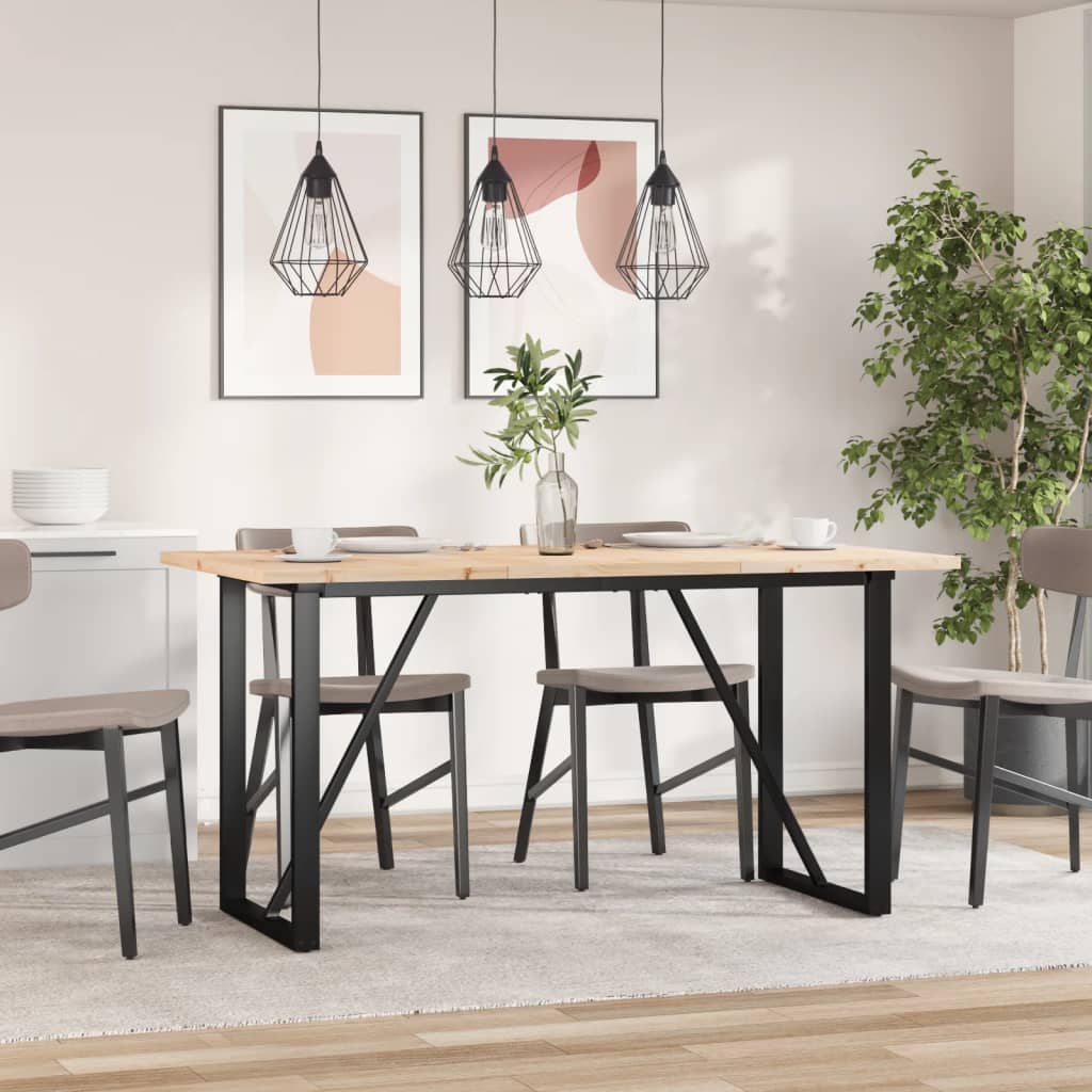 Mesa De Comedor Marco O Madera Maciza Pino Acero 140x80x75,5 Cm_1