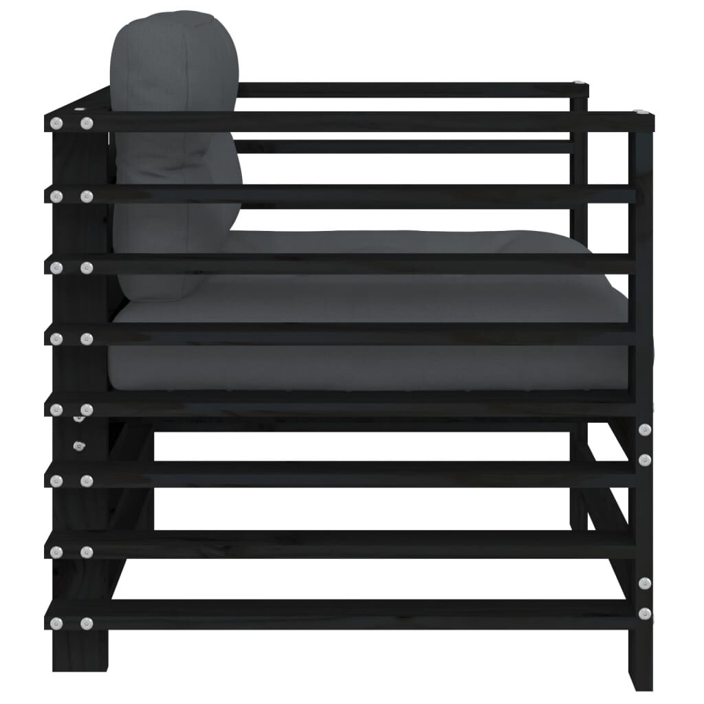 Vidaxl Sillones De Jardín Con Cojines 2 Uds Madera Maciza Pino Negro_4