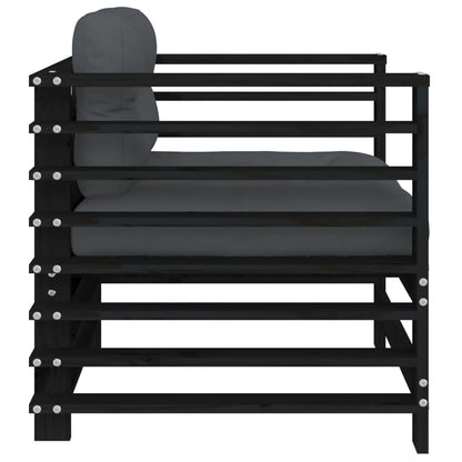 Vidaxl Sillones De Jardín Con Cojines 2 Uds Madera Maciza Pino Negro_4