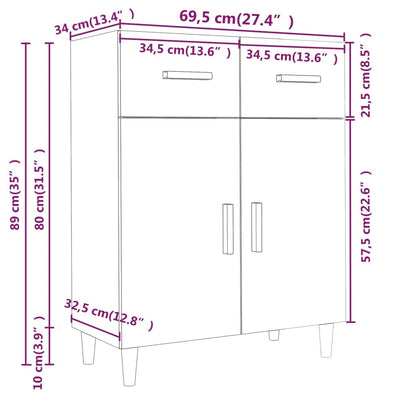 Aparador De Madera Contrachapada Blanco 69,5x34x89 Cm / Vetonek_1