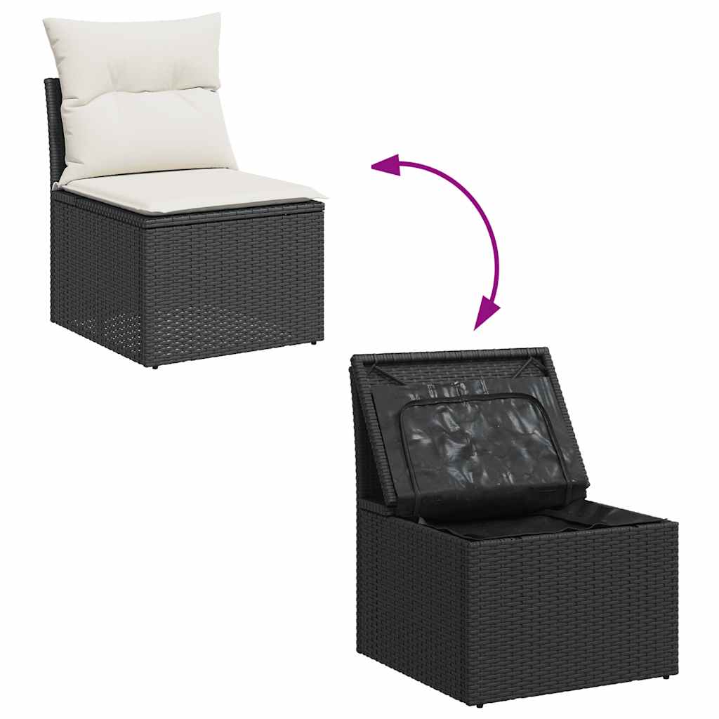 Set Sofás Jardín Y Cojines 5 Pzas Ratán Sintético Acacia Negro / Vetonek_4