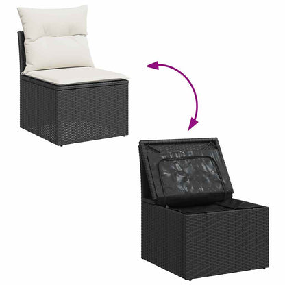 Set Sofás Jardín Y Cojines 5 Pzas Ratán Sintético Acacia Negro / Vetonek_4