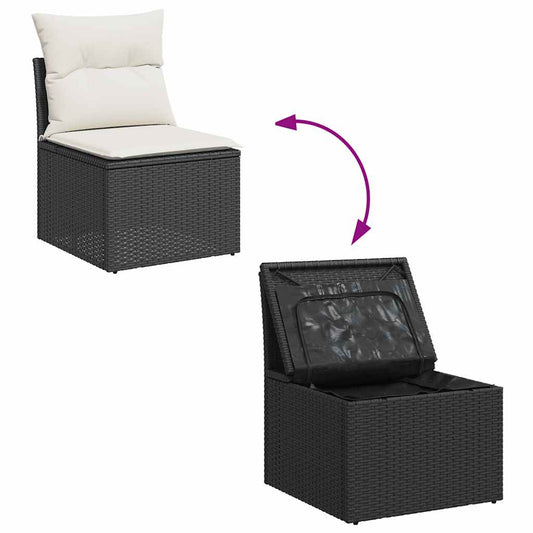 Set De Muebles De Jardín 5 Pzas Y Cojines Ratán Sintético Negro / Vetonek_0
