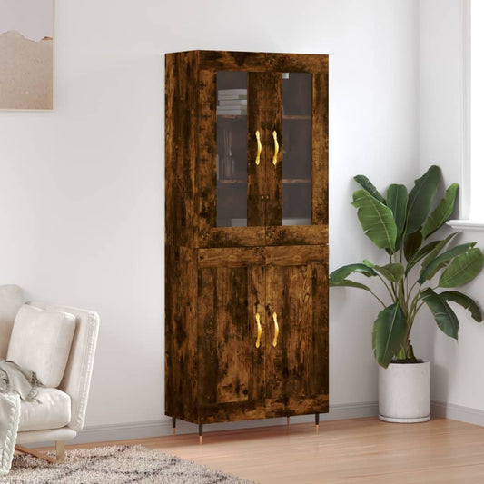 Aparador Alto Madera Contrachapada Roble Ahumado 69,5x34x180 Cm_0