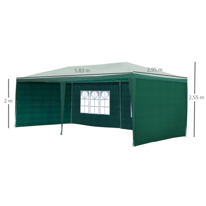 Outsunny Carpa Jardín 6x3x2,5 M Con 4 Paredes Laterales 2 Ventanas Verde_2