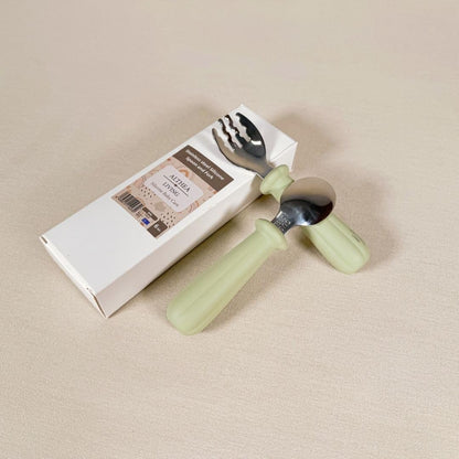 Juego De Tenedor Y Cuchara - Verde Oliva._1