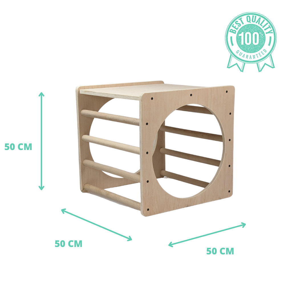 Cubo De Escalada/aprendizaje Pikler De Madera Natural. Med: 50 X 50 X 50 Cm. Cunksc0010. Woodgo._1