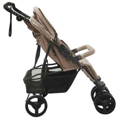 Vidaxl Carrito Para Gemelos De Acero Gris Taupe_3