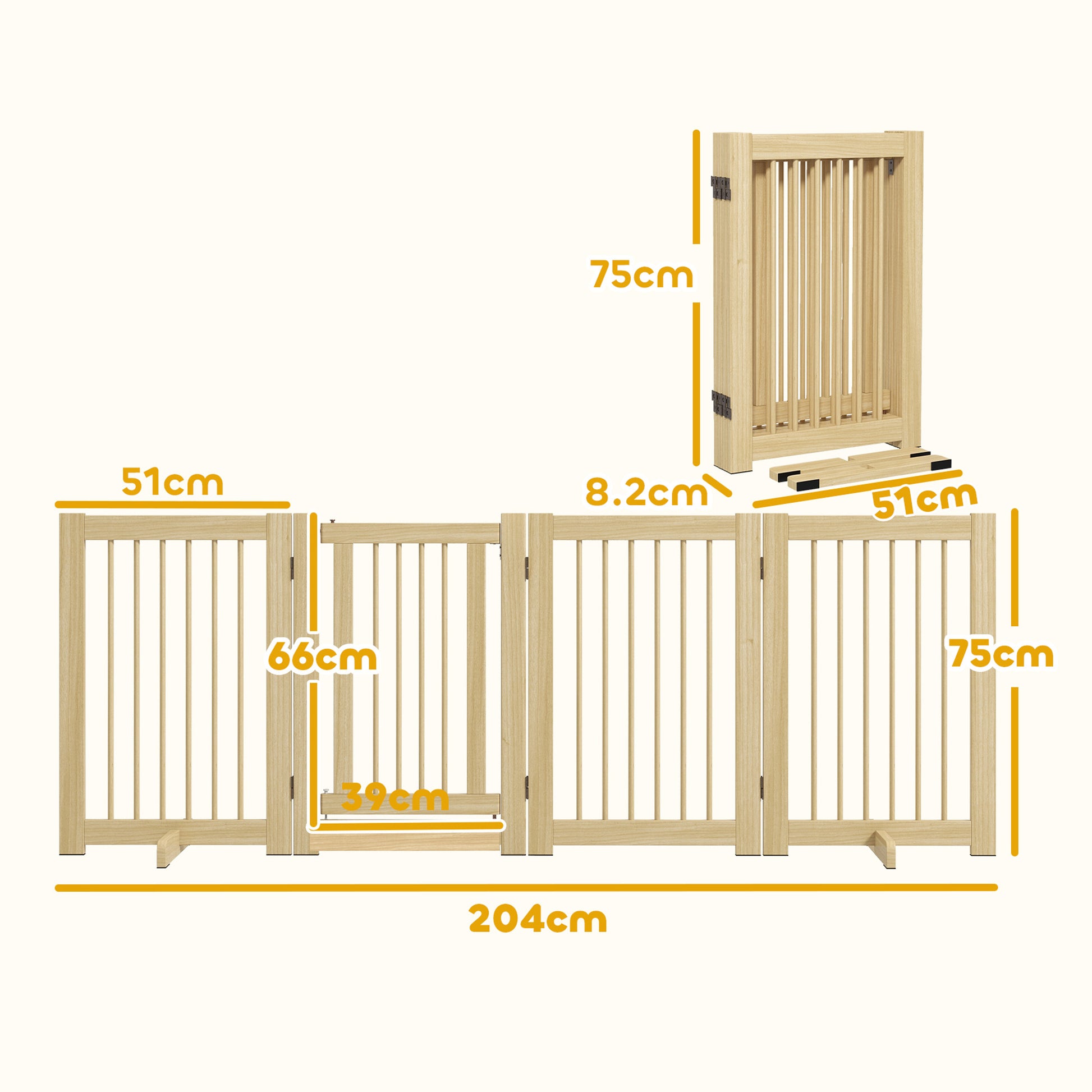 Pawhut Barrera De Seguridad Para Perros De Madera Plegable Con Soporte De Pie_2