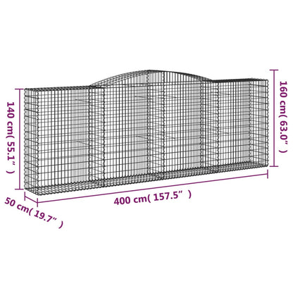 Cestas De Gaviones 20 Uds Forma De Arco Hierro 400x50x140/160cm_5