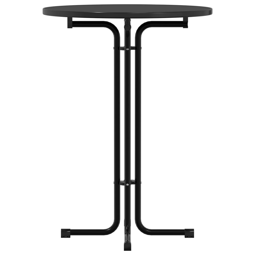 Mesa Alta De Comedor Madera Ingeniería Y Acero Negro Ø80x110 Cm_2