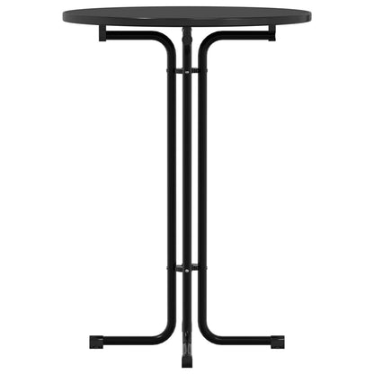Mesa Alta De Comedor Madera Ingeniería Y Acero Negro Ø80x110 Cm_2