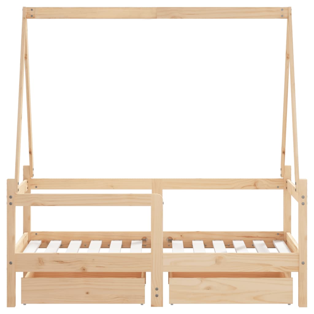 Estructura De Cama Para Niños Con Cajones Madera Pino 70x140 Cm / Vetonek_3