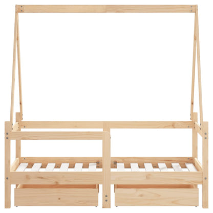 Estructura De Cama Para Niños Con Cajones Madera Pino 70x140 Cm / Vetonek_3