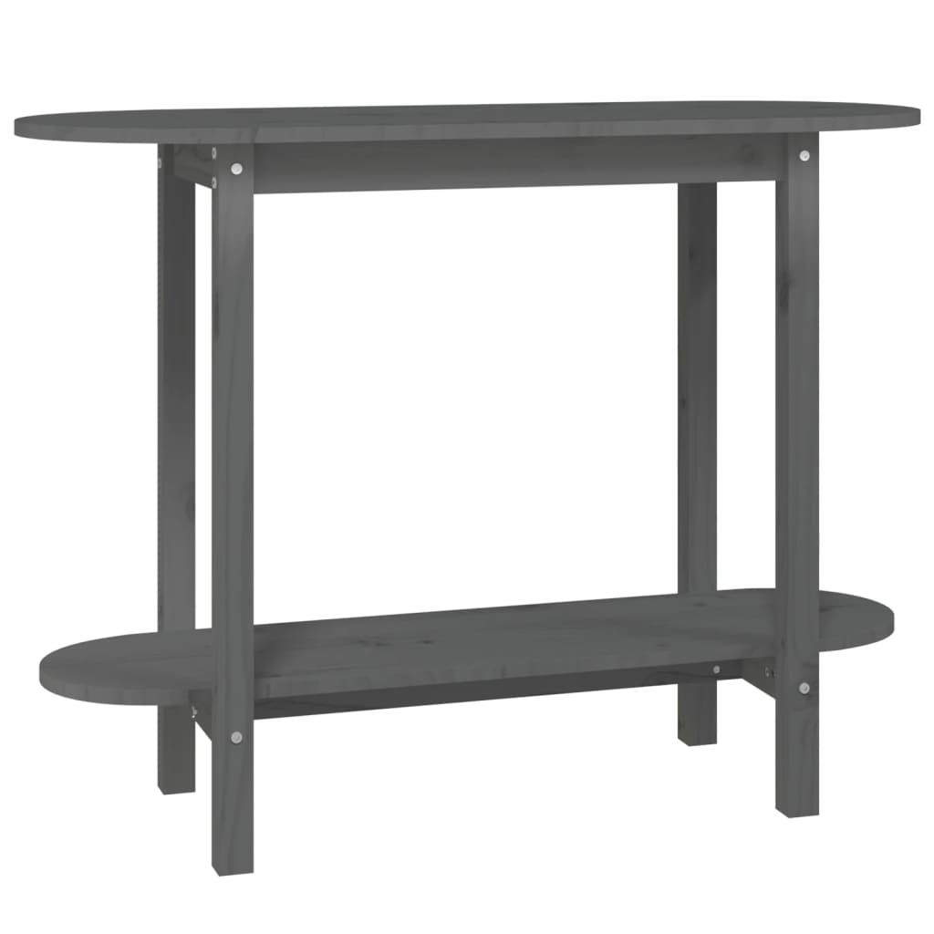 Mesa Consola De Madera Maciza De Pino Gris 110x40x80 Cm_0
