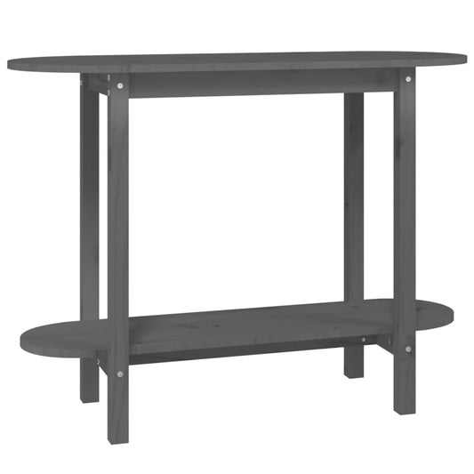 Mesa Consola De Madera Maciza De Pino Gris 110x40x80 Cm_0