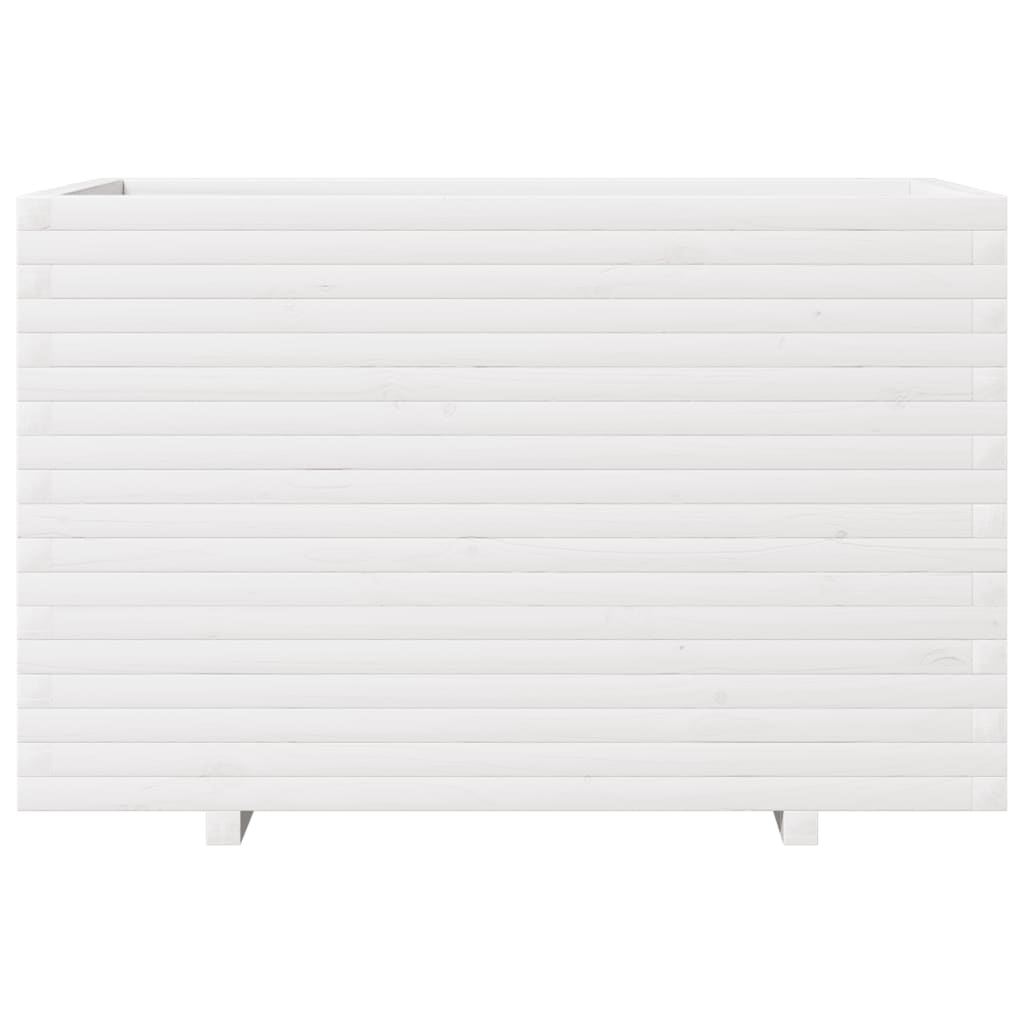 Jardinera De Madera Maciza De Pino Blanca 110x60x72 Cm_4