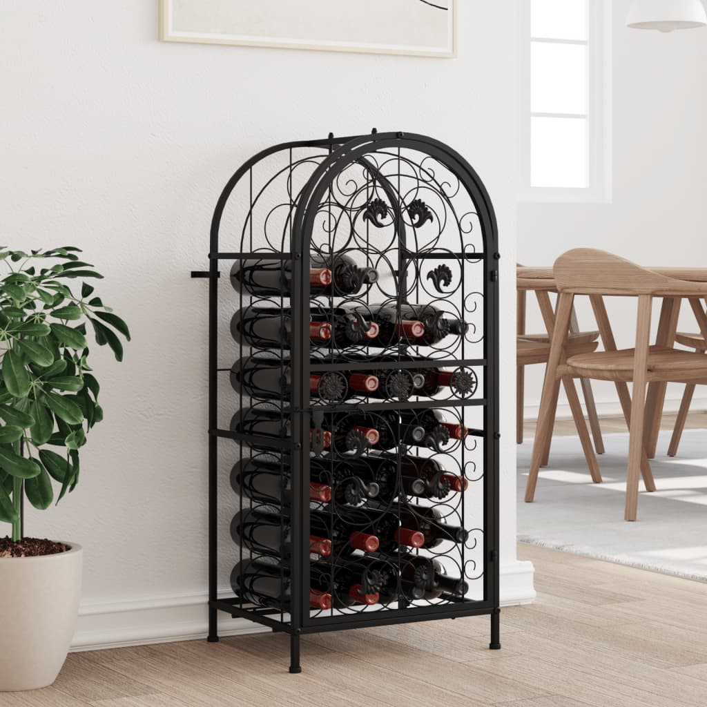 Botellero Para 33 Botellas Hierro Forjado Negro 45x36x100 Cm_0