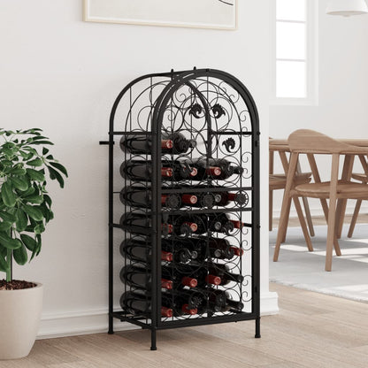 Botellero Para 33 Botellas Hierro Forjado Negro 45x36x100 Cm_0