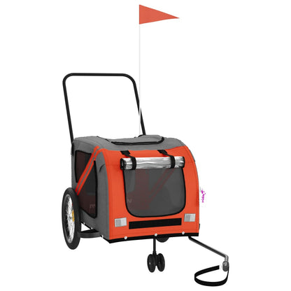 Remolque De Bicicleta Mascotas Hierro Tela Oxford Naranja Gris_0
