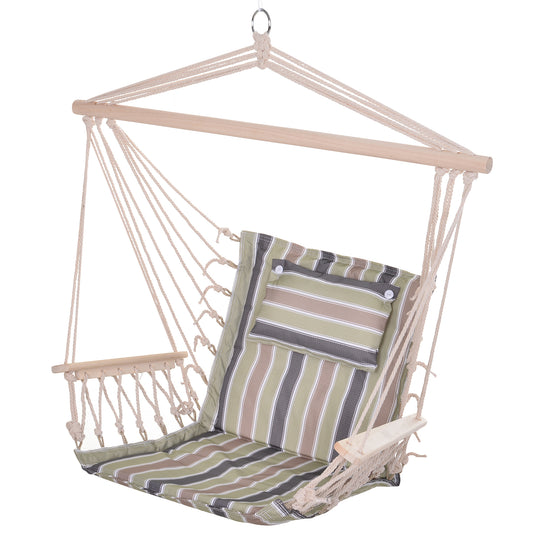 Outsunny Silla Colgante Para Exterior Interior De Rayas 100x106cm Carga 100 Kg_0
