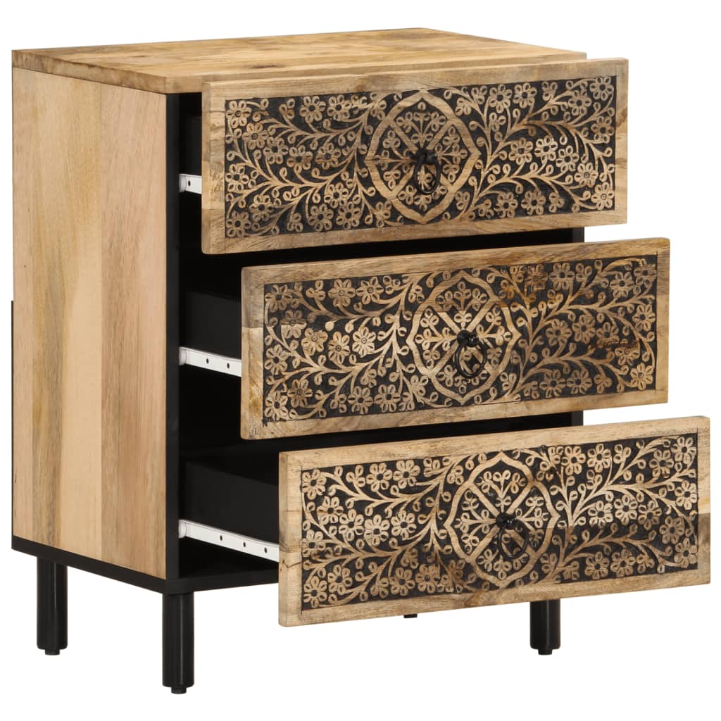 Mesita De Noche Madera Maciza De Mango 50x33x60 Cm_2