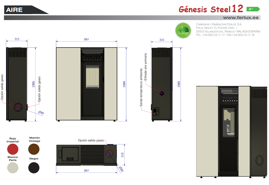 Bricosol Estufa De Pellets Genesis Steel 12 Marron Vintage De Ferlux_2