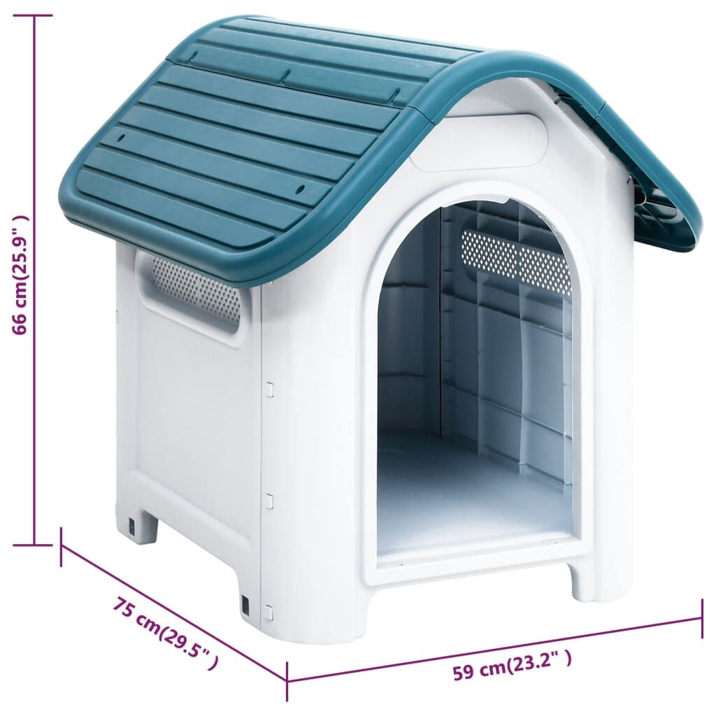 Vidaxl Caseta Para Perros Polipropileno Azul 59x75x66 Cm_2